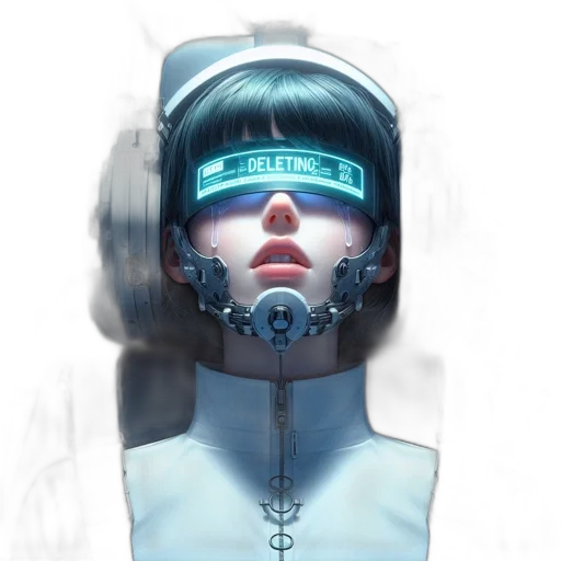 robot, mask, face, cyberpunk, concept art, 3d render, vaporwave, outer space transparent PNG cut-out