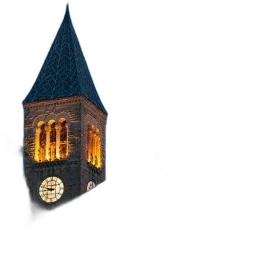building, 3d render, concept art, photorealistic, clock, tower, pointed, roof transparent PNG cut-out
