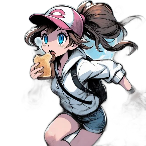hat, food, anime, concept art, comic book art, cartoon, pastel, monochrome transparent PNG cut-out