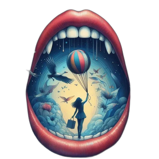 concept art, outer space, artistic, rendering, features, open, mouth, containing transparent PNG cut-out