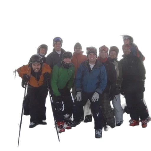 staff, snow, group, skiers, pose, picture, snowy, mountain transparent PNG cut-out