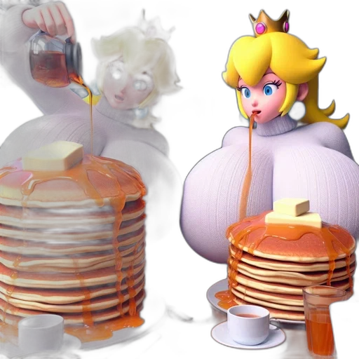 food, 3d render, concept art, vaporwave, pastel, two, animated, characters transparent PNG cut-out