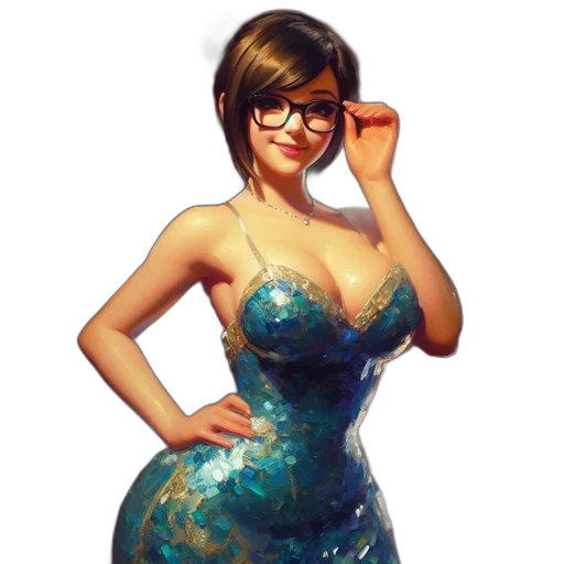 dress, pixel art, fantasy art, concept art, photorealistic, blue, woman, short transparent PNG cut-out