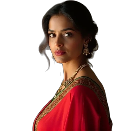 jewelry, dress, face, staff, photorealistic, oil painting, pencil sketch, red transparent PNG cut-out