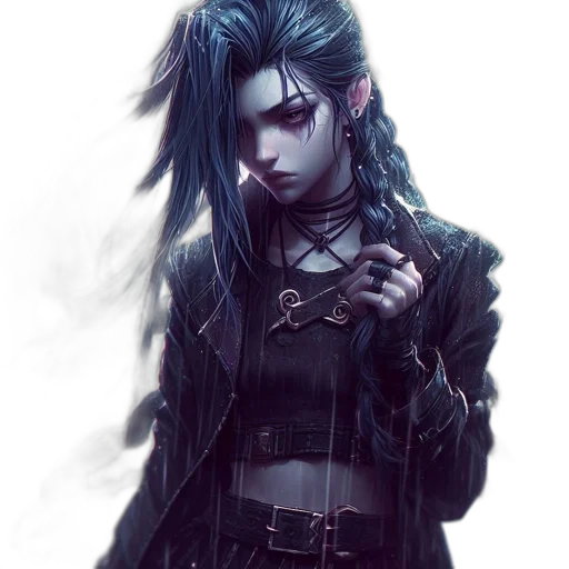 jacket, creature, cyberpunk, fantasy art, concept art, anime, neon lights, dark transparent PNG cut-out