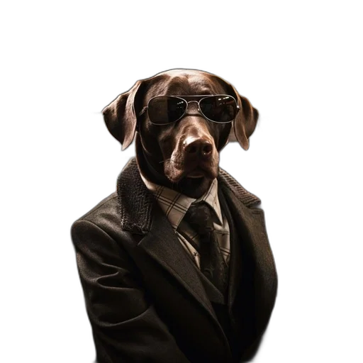 staff, animal, jacket, face, photorealistic, 3d render, concept art, cartoon transparent PNG cut-out