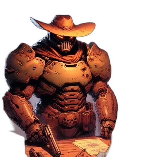 robot, weapon, hat, animal, concept art, comic book art, 3d render, pixel art transparent PNG cut-out