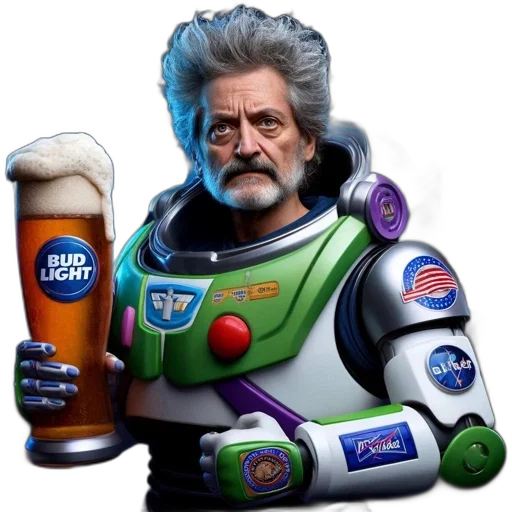 robot, bottle, jacket, creature, concept art, 3d render, outer space, man transparent PNG cut-out