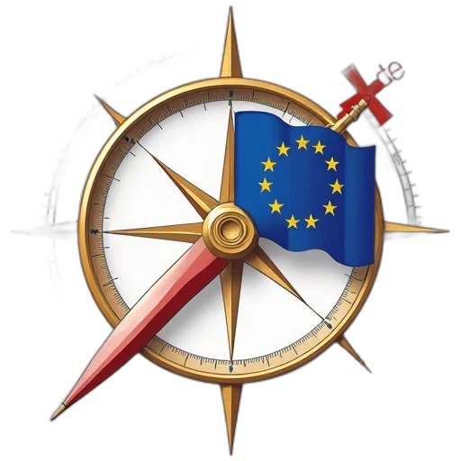 stylized, illustration, compass, blue, gold, european, union, flag transparent PNG cut-out