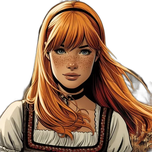 face, comic book art, fantasy art, concept art, photorealistic, earth tones, young, woman transparent PNG cut-out