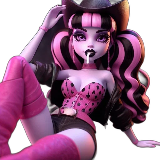concept art, cartoon, comic book art, fantasy art, anime-styled, female, character, pink transparent PNG cut-out