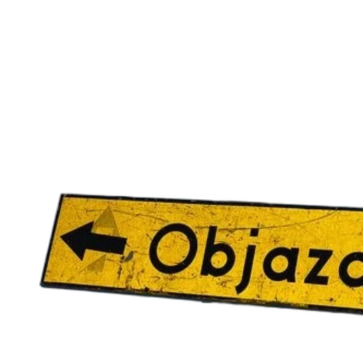 yellow, street, sign, word, objazd, arrow, pointing, left transparent PNG cut-out