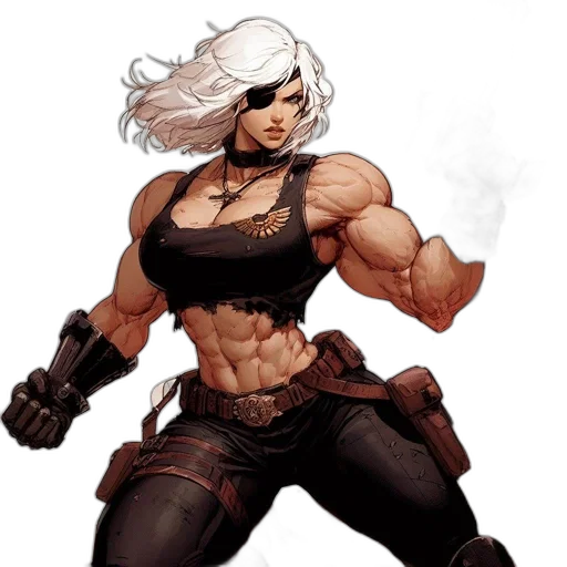 weapon, comic book art, concept art, fantasy art, pixel art, powerful, female, warrior transparent PNG cut-out