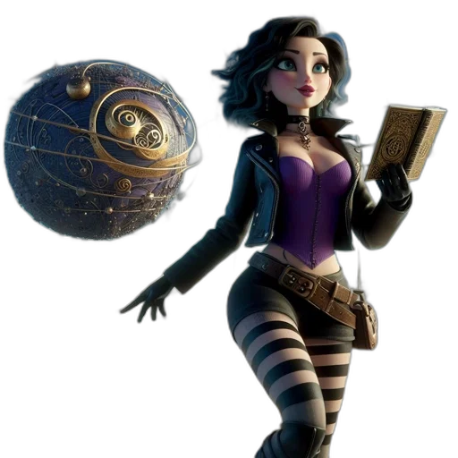 staff, concept art, fantasy art, comic book art, 3d render, outer space, animated, female transparent PNG cut-out