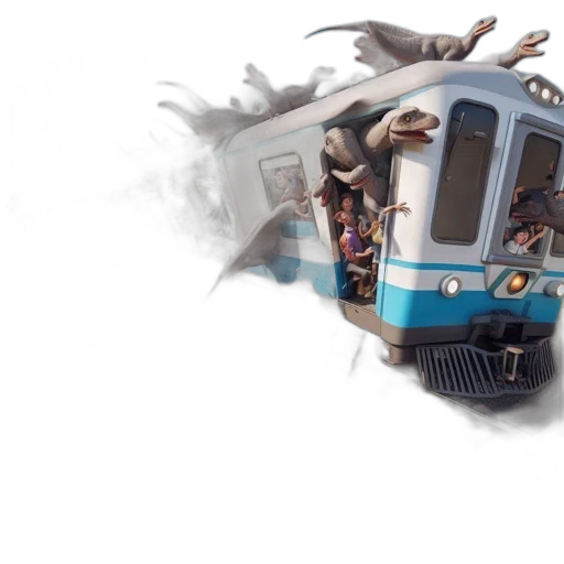 concept art, photorealistic, fantasy art, overturned, moving, train, amid, chaos transparent PNG cut-out