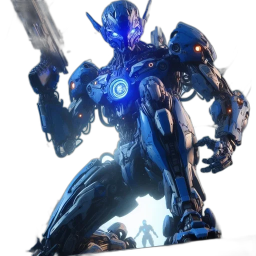 robot, weapon, sword, staff, concept art, 3d render, fantasy art, cyberpunk transparent PNG cut-out