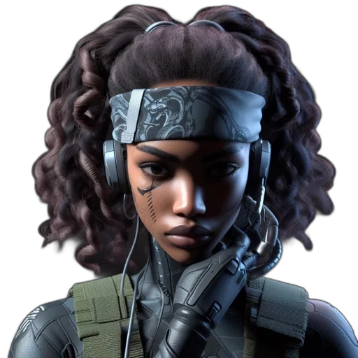 face, weapon, staff, concept art, cyberpunk, photorealistic, comic book art, dark transparent PNG cut-out