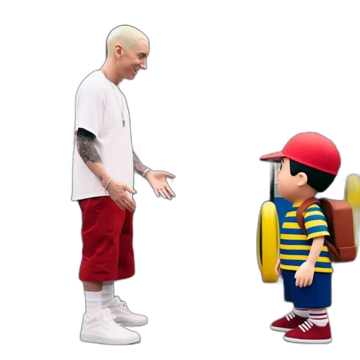 concept art, 3d render, cartoon, pixel art, two, individuals, stand, before transparent PNG cut-out