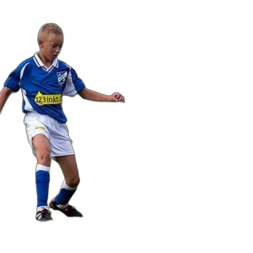 photorealistic, two, young, boys, play, soccer, field, one transparent PNG cut-out