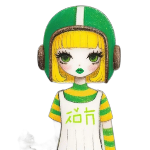 concept art, cartoon, anime, fantasy art, green, illustrated, character, hair transparent PNG cut-out