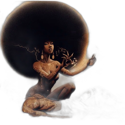 hair, concept art, fantasy art, comic book art, photorealistic, outer space, earth tones, dark transparent PNG cut-out