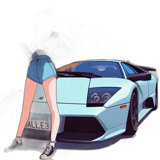 car, jacket, umbrella, dress, vaporwave, concept art, anime, pixel art transparent PNG cut-out