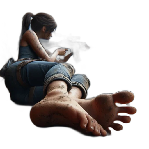 shoes, weapon, concept art, photorealistic, 3d render, fantasy art, fog, female transparent PNG cut-out