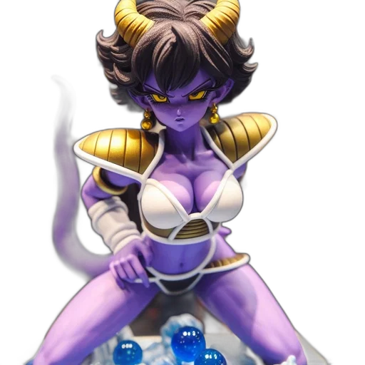 concept art, fantasy art, comic book art, 3d render, purple-skinned, character, tail, gold-white transparent PNG cut-out