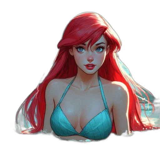 dress, face, jewelry, concept art, fantasy art, comic book art, 3d render, underwater transparent PNG cut-out