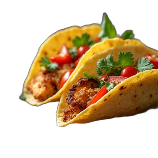 food, photorealistic, 3d render, finished, chicken, tacos transparent PNG cut-out