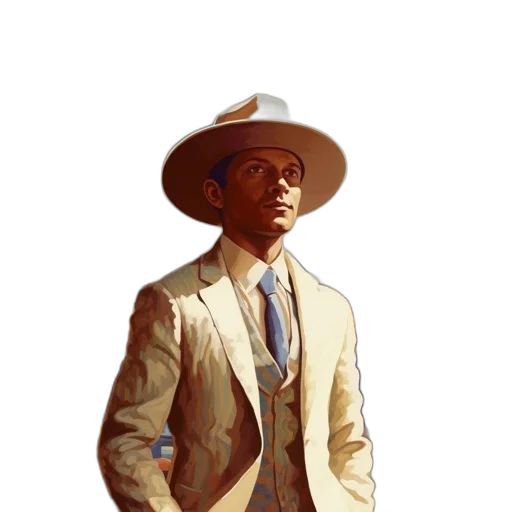 hat, staff, jacket, face, concept art, pixel art, comic book art, photorealistic transparent PNG cut-out