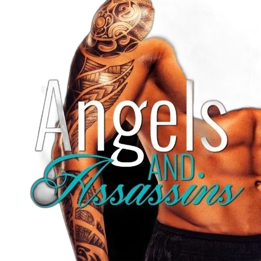 angels, assassins, book, cover, featuring, muscular, figure, intricate transparent PNG cut-out