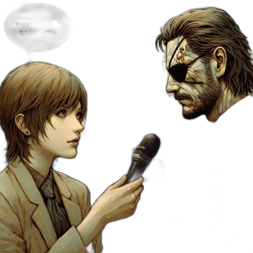 concept art, comic book art, watercolor, pixel art, female, journalist, interviews, bearded transparent PNG cut-out