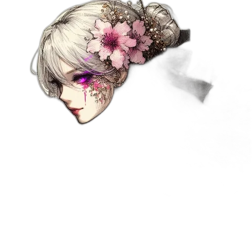 mask, flower, face, crown, anime, concept art, photorealistic, watercolor transparent PNG cut-out
