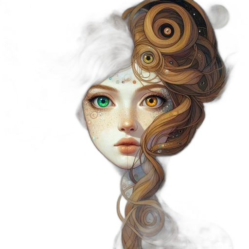 face, mask, hair, crown, fantasy art, concept art, photorealistic, oil painting transparent PNG cut-out