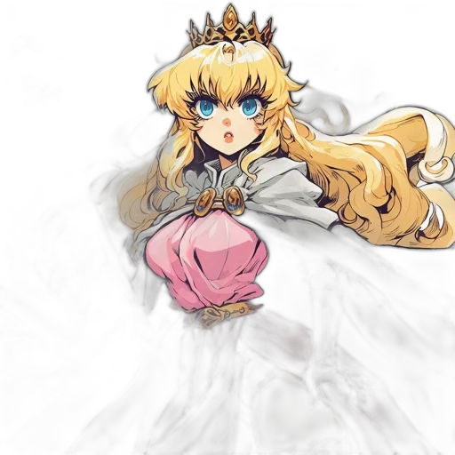 crown, dress, dragon, anime, concept art, pixel art, fantasy art, golden transparent PNG cut-out