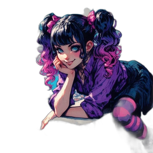dress, creature, anime, concept art, pixel art, vaporwave, neon lights, dark transparent PNG cut-out