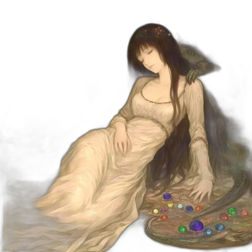 dress, jewelry, fantasy art, concept art, watercolor, pixel art, fog, forest transparent PNG cut-out