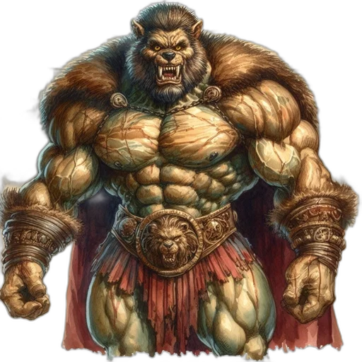 animal, fantasy art, concept art, comic book art, photorealistic, muscular, anthropomorphic, wolf-creature transparent PNG cut-out