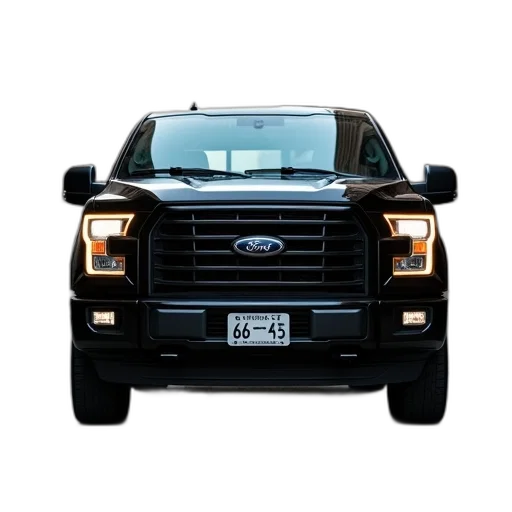 car, black, pickup, truck, parked, street, license, plate transparent PNG cut-out