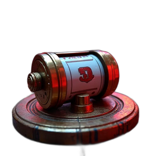 weapon, robot, bottle, jewelry, 3d render, concept art, photorealistic, red transparent PNG cut-out