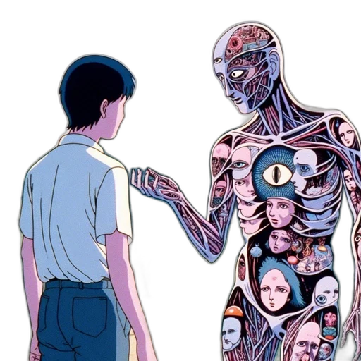 robot, mask, dress, face, comic book art, vaporwave, concept art, cyberpunk transparent PNG cut-out