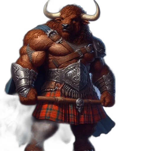 concept art, fantasy art, photorealistic, 3d render, muscular, anthropomorphic, bull, armor transparent PNG cut-out