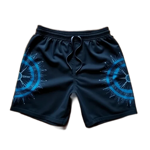 pair, black, shorts, blue, patterned, design, fabric, laid transparent PNG cut-out