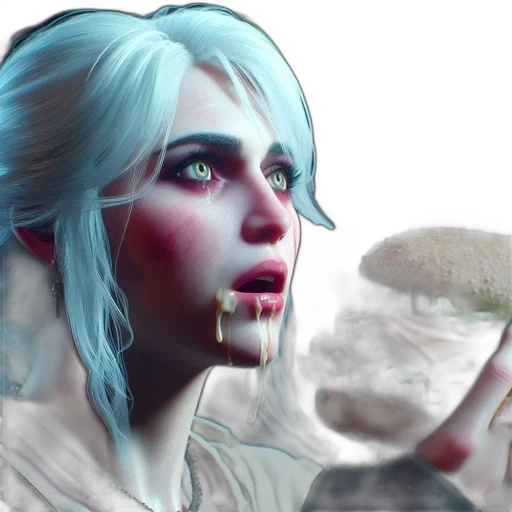 face, food, fantasy art, concept art, photorealistic, comic book art, underwater, blue transparent PNG cut-out