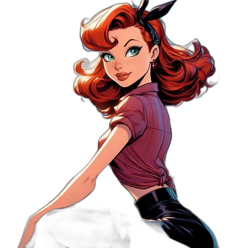 staff, comic book art, cartoon, concept art, fantasy art, woman, red, hair transparent PNG cut-out