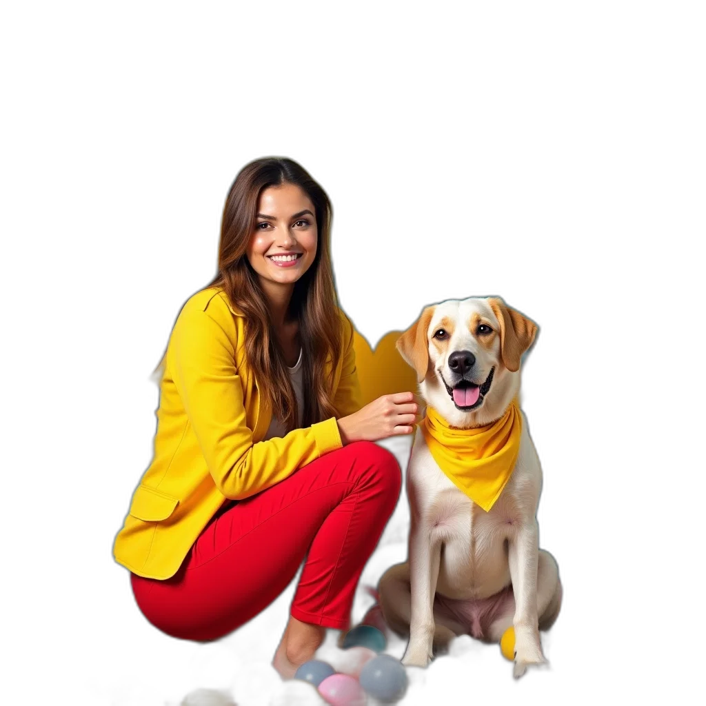 animal, staff, creature, golden, woman, yellow, jacket, red transparent PNG cut-out