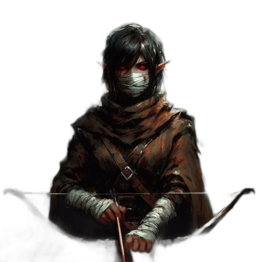 mask, sword, staff, weapon, fantasy art, concept art, comic book art, cyberpunk transparent PNG cut-out