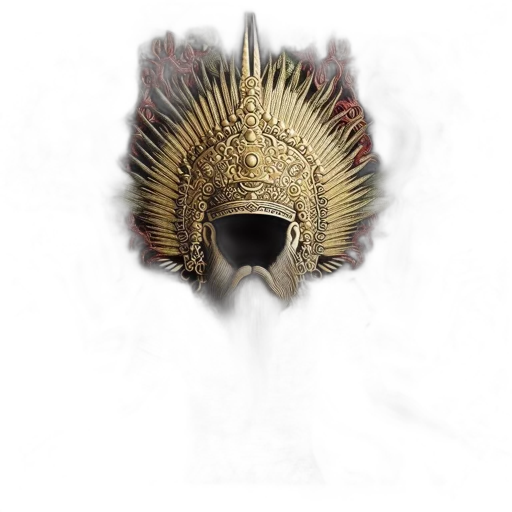 crown, mask, dragon, sword, fantasy art, concept art, 3d render, photorealistic transparent PNG cut-out