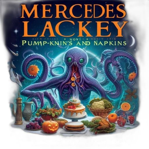 festive, octopus-like, creature, amidst, various, foods, against, starry transparent PNG cut-out
